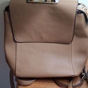 Marshalls Beige and Olive Leather Backpack